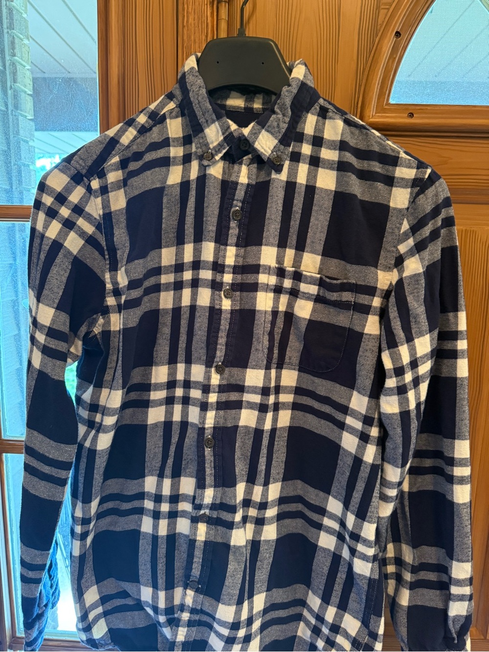 St. John's Bay Navy and White Plaid Button-Down Shirt